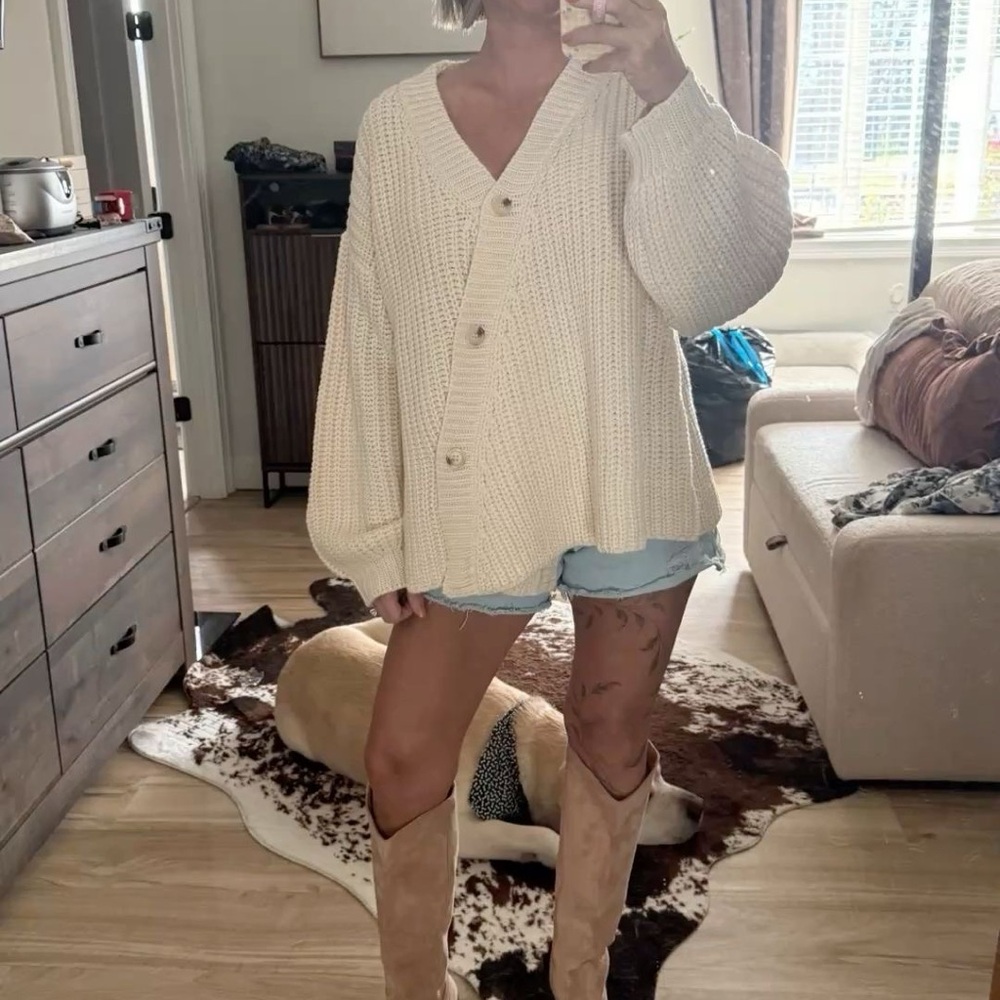 Vici Cream Button-Up Cardigan